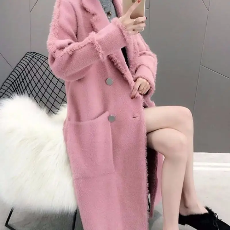 Женские 2019 новые осенние зимние кашемир под норку пальто свободные повседневные