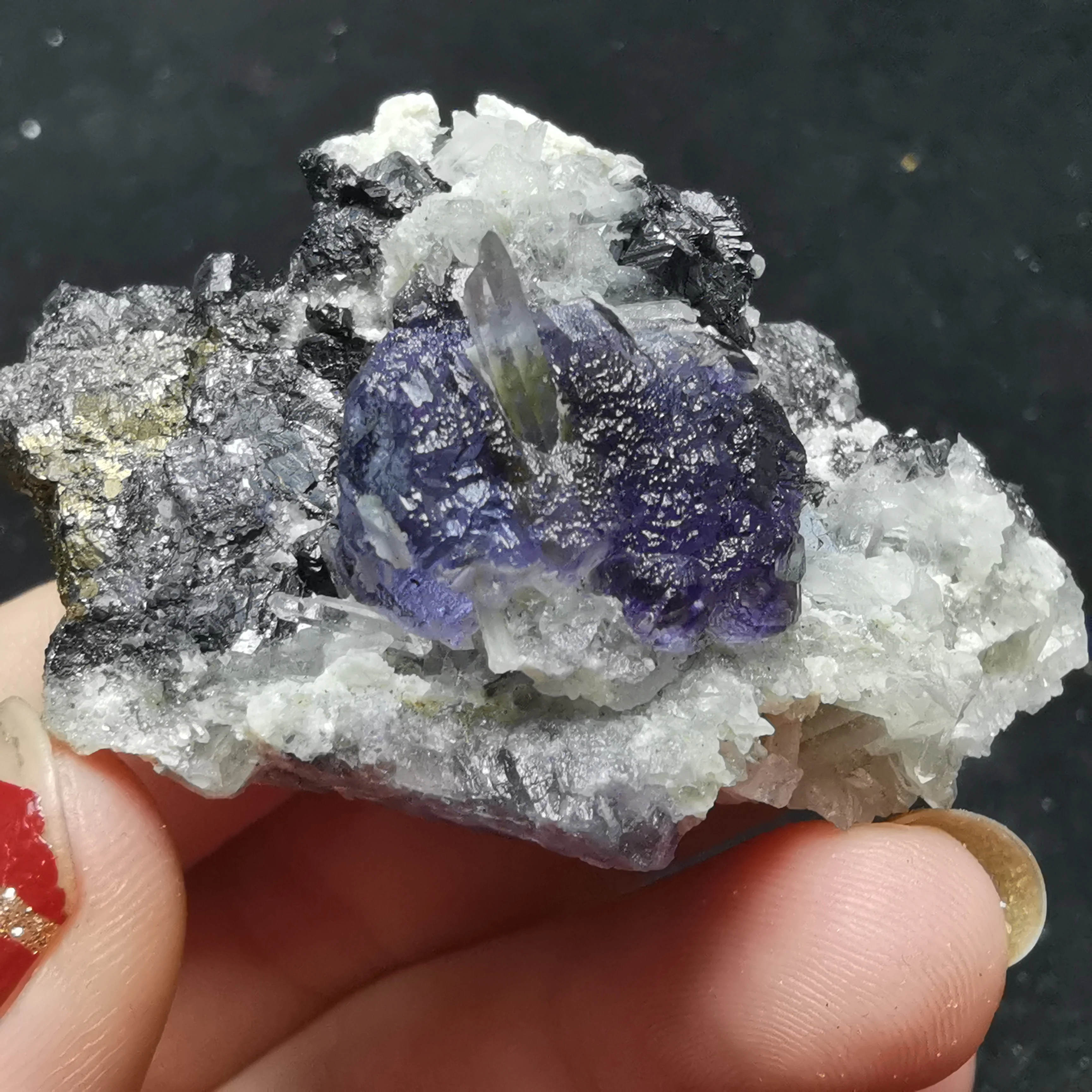 

37.3gNatural rare purple fluorite arsenopyrite crystal mineral specimen stone healing QUARTZ GEM teaching specimen home decorati
