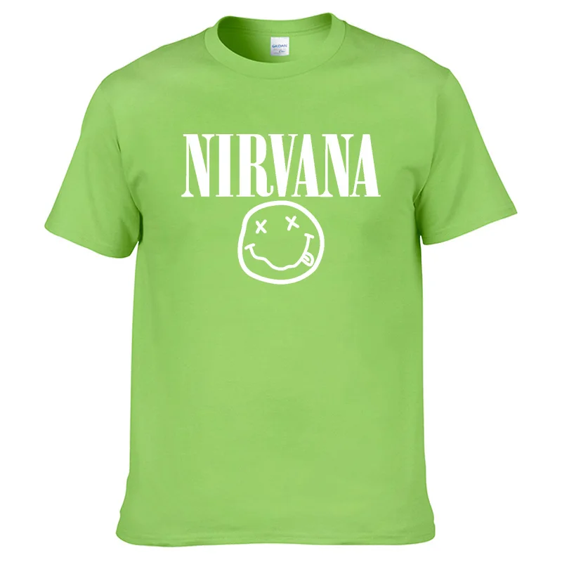 Nirvana хип-хоп Мужская футболка Летняя рок-группа Харадзюку Футболка с принтом хлопок Удобная уличная одежда Свободный Топ с круглым вырезом