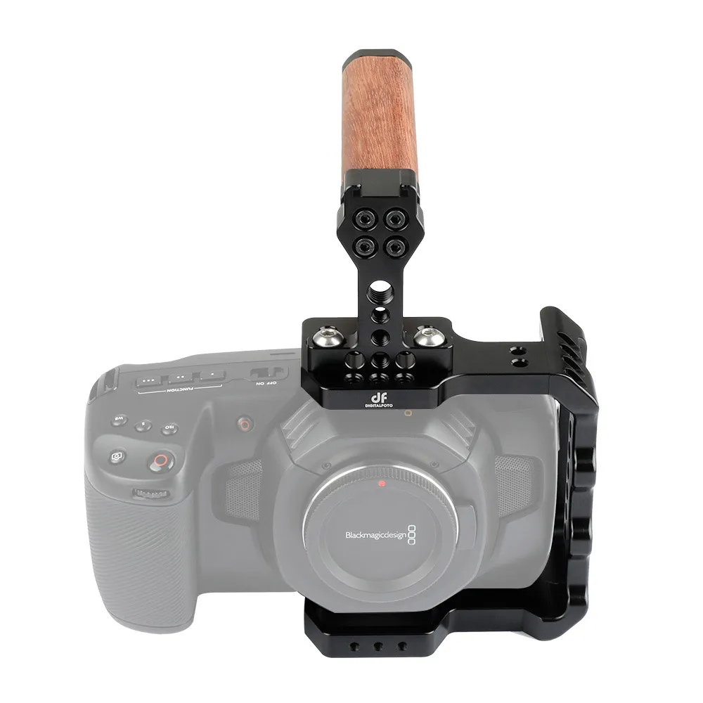 DF DIGITALFOTO ELFIN-BMPCC4K клетка для видеокамеры из алюминиевого сплава с верхней деревянной ручкой для камеры BMPCC 4K Vlog