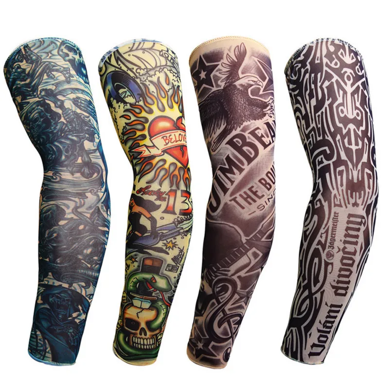 

Cycling Arm Warmers Temporary Tattoo Sleeve Full Arm Sunscreen Tattoo Sleeves Slip On Lifelike Sports Safety