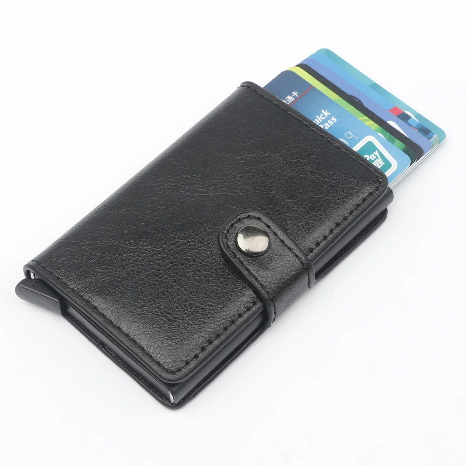 Black Gemeer Rfid держатель для карт мужские кошельки сумка для денег Мужской винтажный черный короткий кошелек маленький кожаный тонкий кошелек мини-кошельки тонкие - Цвет: Black