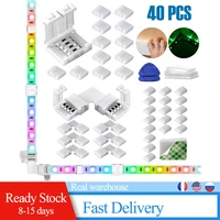 4 pin rgb led light strip connectors and l shape 10mm solderless adapter terminal extension