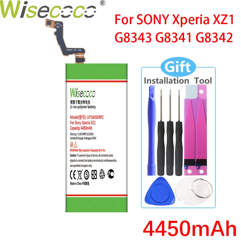 

WISECOCO 4450mAh LIP1645ERPC Battery For SONY Xperia XZ1 G8343 G8341 G8342 High quality battery+Tracking Number