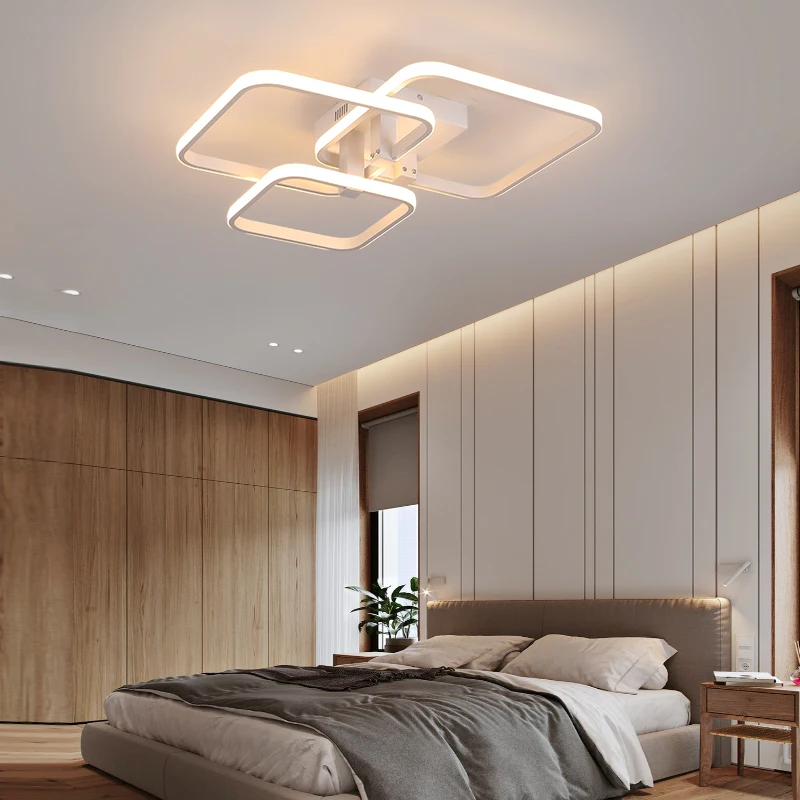 $44.40 TCY Rectangle Acrylic Aluminum Modern Led ceiling lights for living room bedroom White/Black Led Ceiling Lamp Fixtures AC85-265V