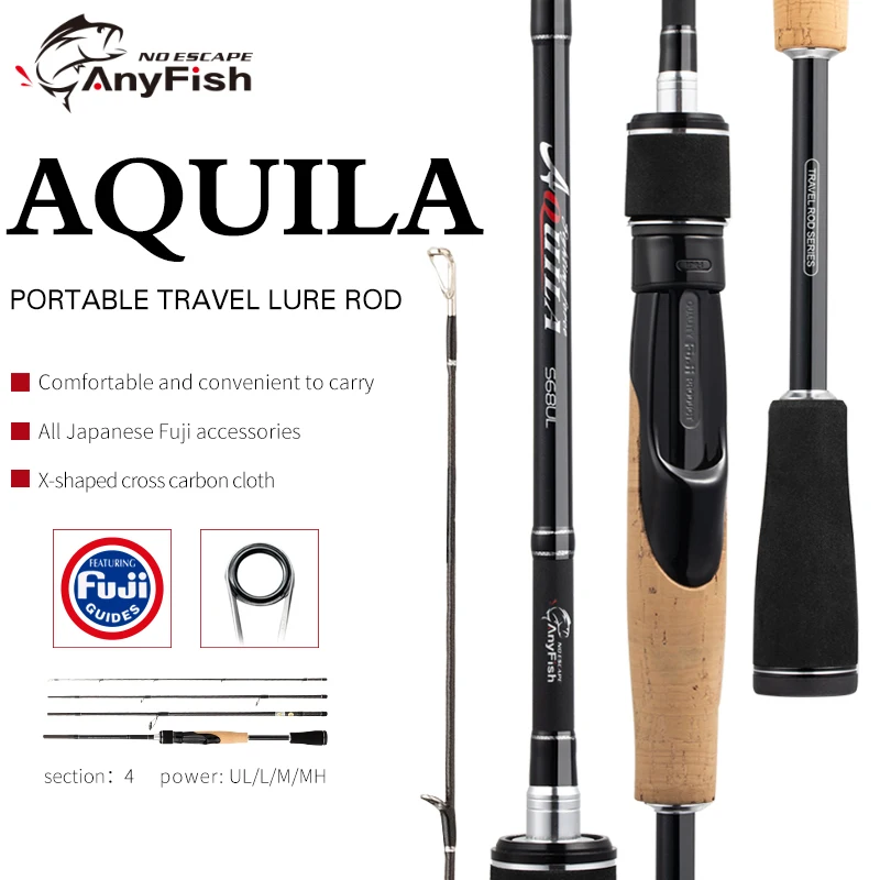 ANYFISH AQUILA Fishing Rod Spinning Carbon rod Fast Action Travel lure rod UL/L/M/MH Power 1.83M/1.92M/2.01M/2.07M/2.13M