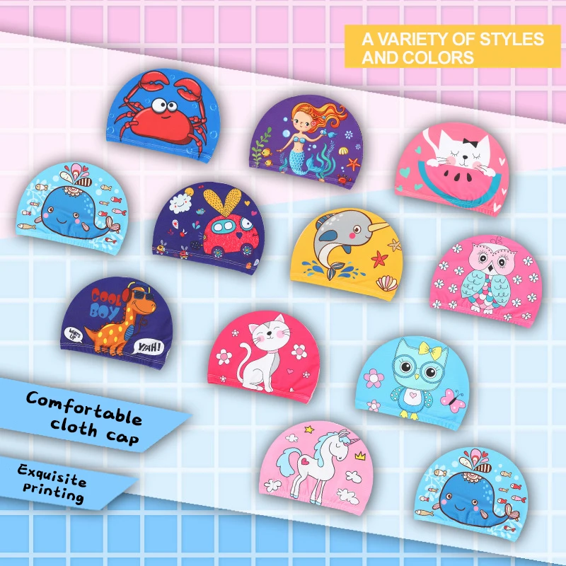 

1 PCS Children's Swimming Cap Cartoon Animal Girls And Boys Swimming Cap Elastic Children's Swimming Pool Swimming Cap 1-10 Year
