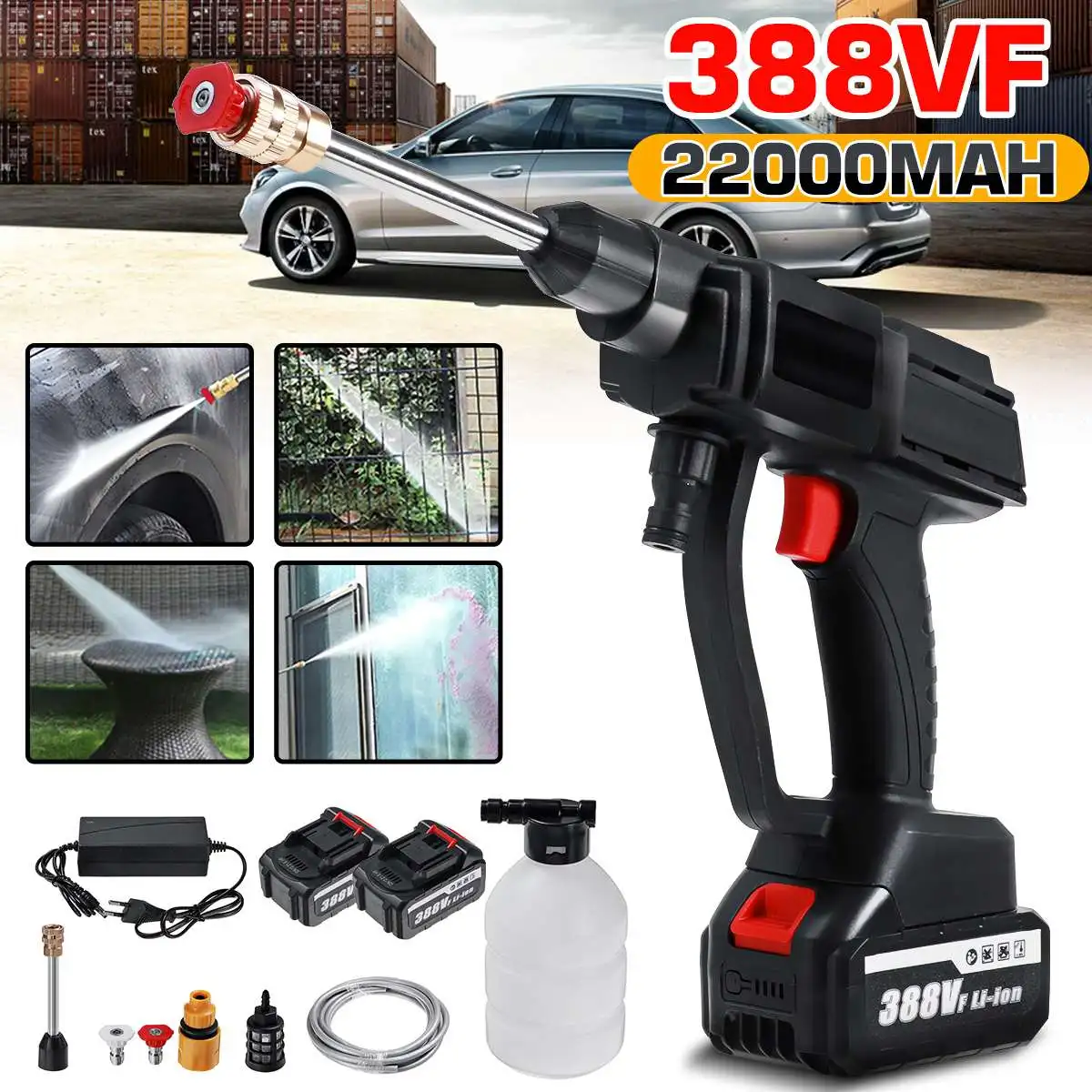 

50BAR 22000mAh Car Washer High Pressure Wreless Car Wash Water Gun Foam Generator For car washing Siut For Makita 18-21V Battery