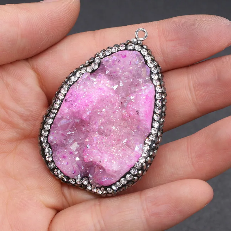 Кулон с натуральным камнем розовая подвеска покрытием из агатов ожерелье для