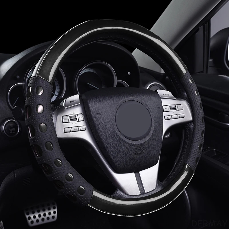 

DERMAY High Quality Car Steering Wheel Cover Leather + Silica Gel Non-slip for Mazda CX-3 CX-4 CX-5 CX-7 CX-9 Auto Accessories