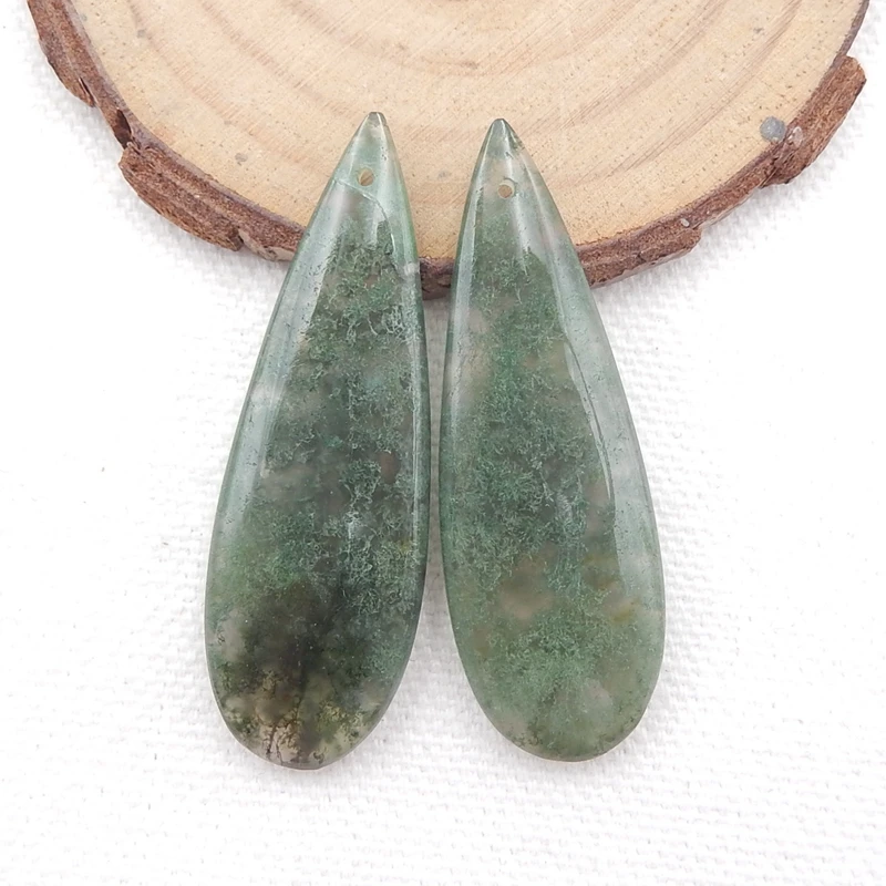 

Moss Agate fashion woman Earring Beads 45x15x6mm,10.9g