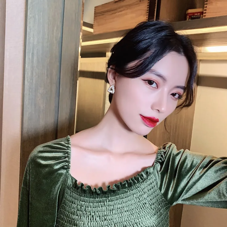 

2020 Trend Geometry Korean Statement Earrings for Women Pearl Zircon Fashion Tassel Dangle Earings Golden Brincos Jewelry Gift