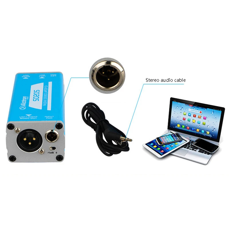 

Alctron SD205 Passive Direct Box ,Stereo DI Box Convert Unbalanced to Balance Audio Signal Processor