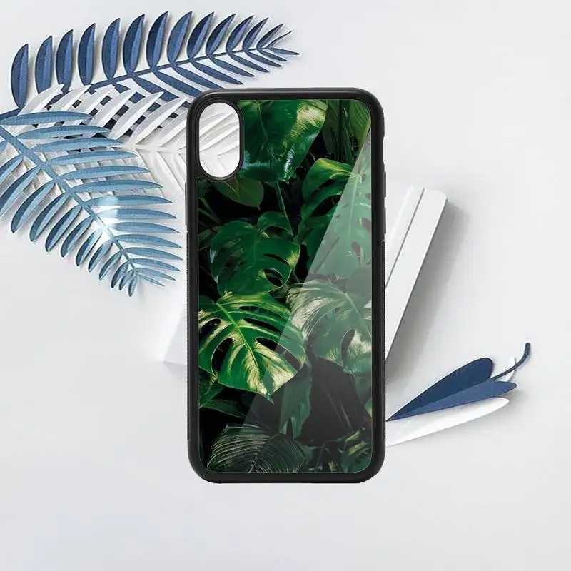 

Green Big Leaf pattern Phone Case PC for iPhone 11 12 pro XS MAX 8 7 6 6S Plus X 5S SE 2020 XR