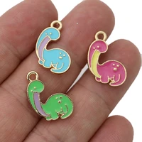 10pcs enamel gold color dinosaur charm pendant for jewelry making necklace bracelet earrings diy accessories craft 15x20mm