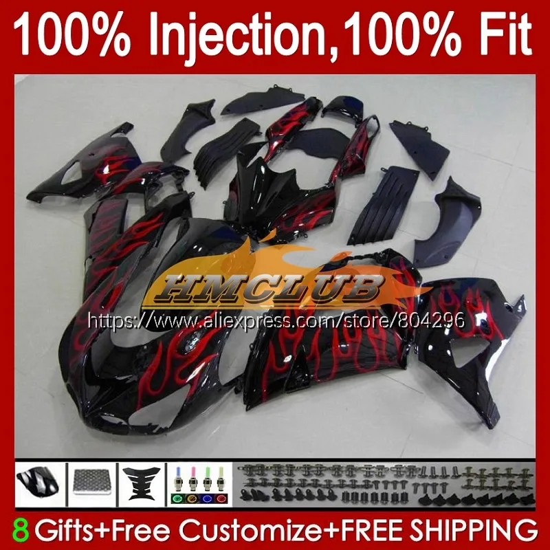 

Инъекция для KAWASAKI NINJA ZX 14R ZX-14R 91No.44 ZX14R 06 07 08 2009 2010 Red Flame ZZR1400 2006 2007 2008 09 10 11 обтекатель