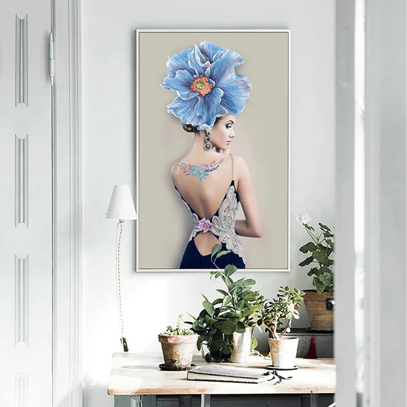 Современный абстрактный красивый цветок девушка стены искусства холст постеры с