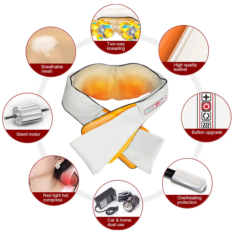 Массажер для спины u-образный Электрический массаж шеи и тела с инфракрасным