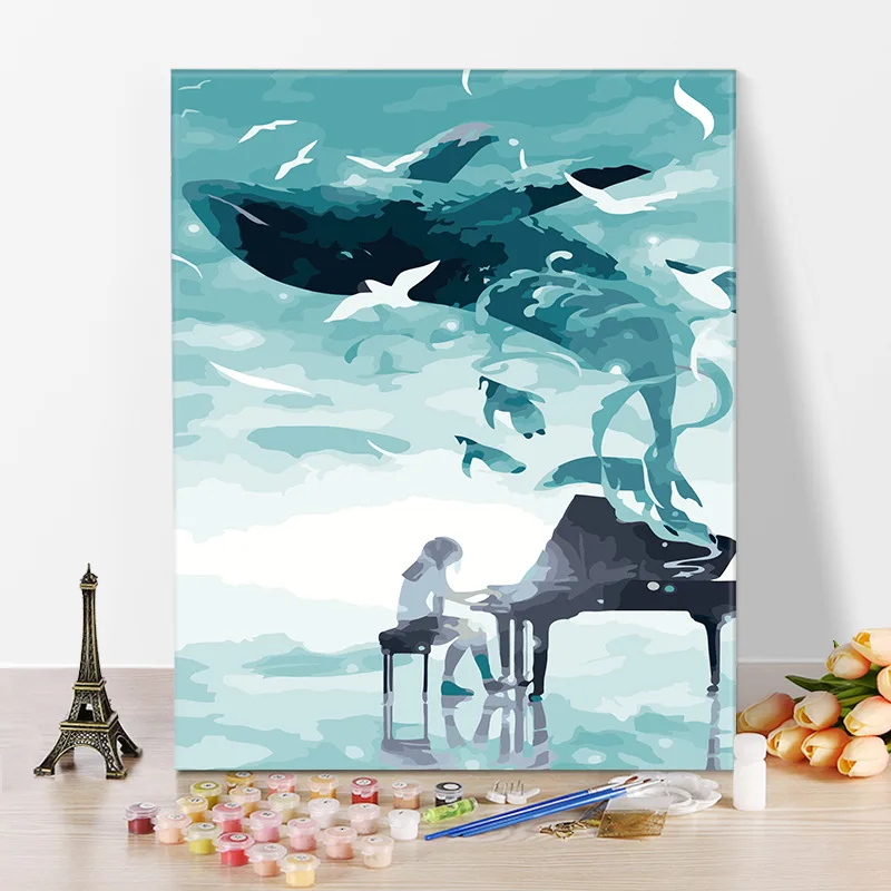 Harper And Whale Paint By Numbers Coloring Hand Painted Home Decor Kits Drawing Canvas DIY Oil Painting Pictures By Numbers