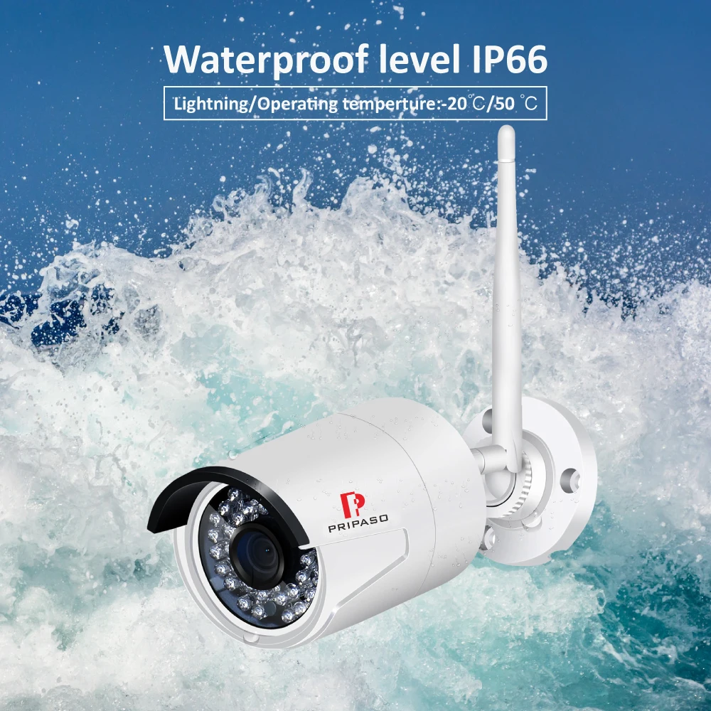 PRIPASO Беспроводная комнатная камера безопасности 1080P Водонепроницаемая 2.0MP HD Wifi