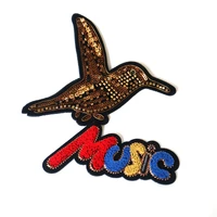 fashion bird beaded patches for clothing animal letter rhinestone appliques sequins parche diy clothes accessories