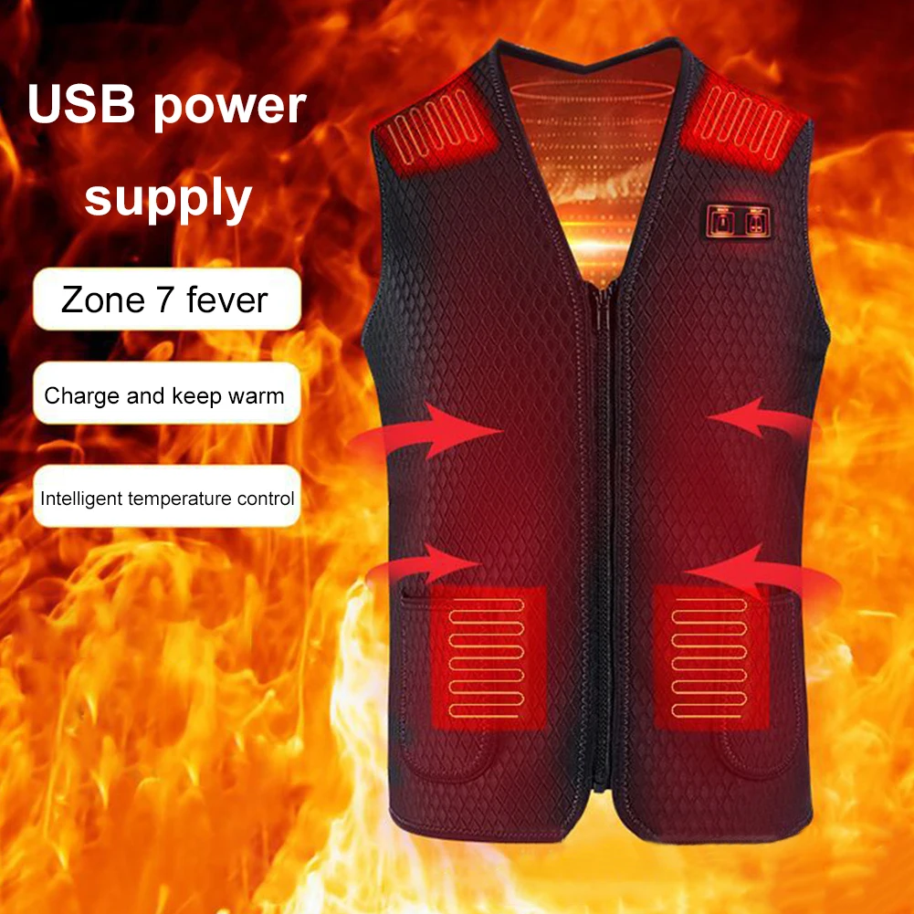 

Men Women Comfortable Electric Hiking Adjustable Temperature Clothing Camping Heating Vest Outdoor Sports Flexible USB Charging