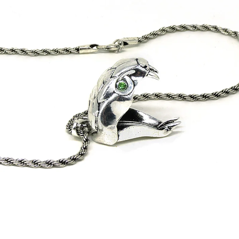 Ожерелье с подвеской viper волшебник школа серебряный цвет светло-зеленый горный хрусталь 40*25 мм животное дикая голова змеи ожерелье с медальоном