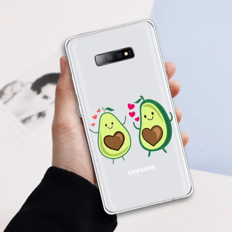 

Cartoon Cute Avocado Anti-fall luxury Phone Case cover Transparent For Samsung Galaxy A 71 21s S note 8 9 10 plus 20 ultra