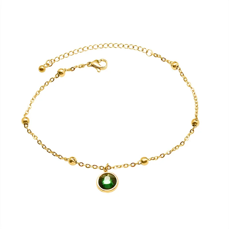 

Emerald Green Pendant Ankle Jewelry For Feet Bead Decorations 18K Gold Beautiful Women Leg Accessories Birthday Friends Gift