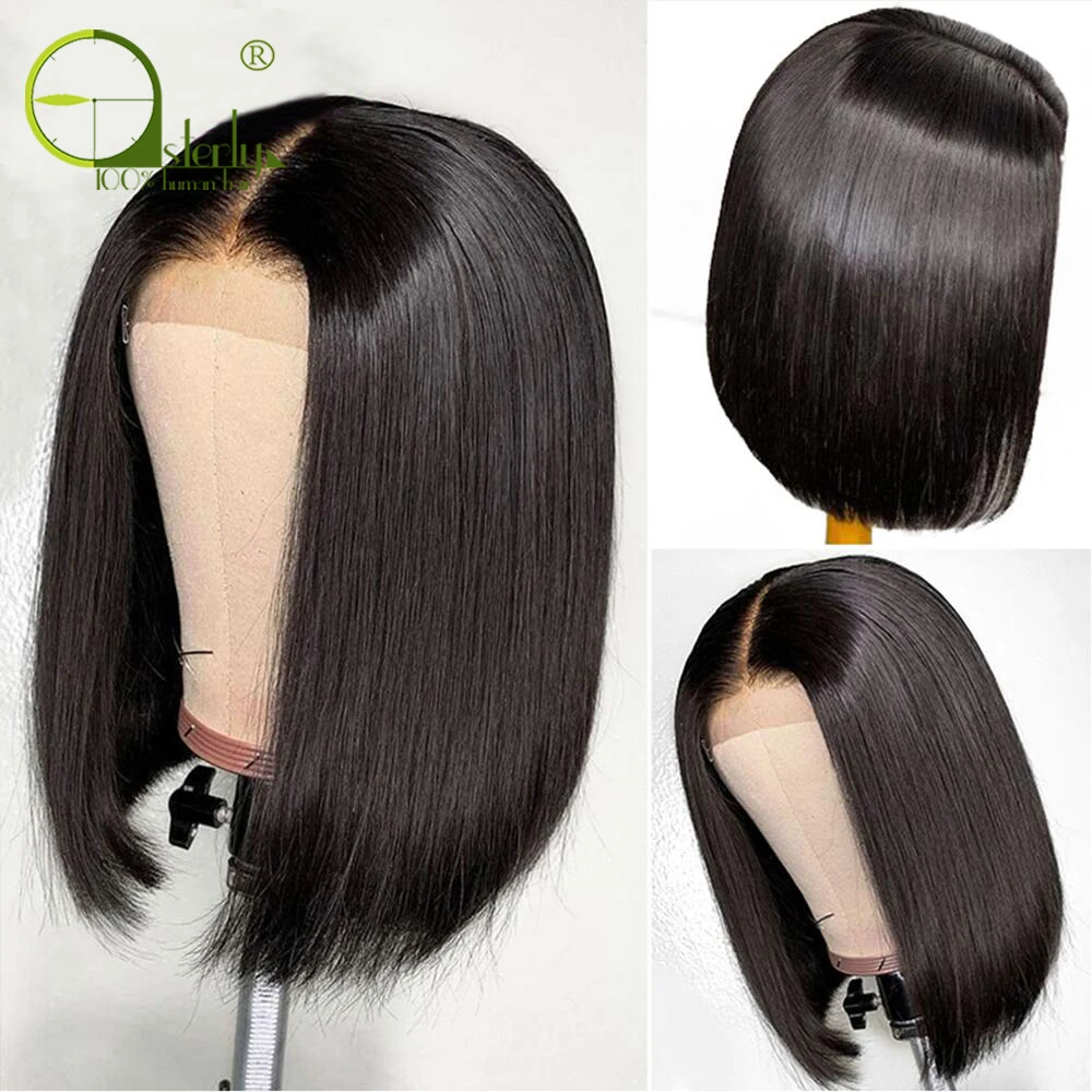 13х4 короткие парики для волос Remy Bob парик бразильские прямые волосы женщин из