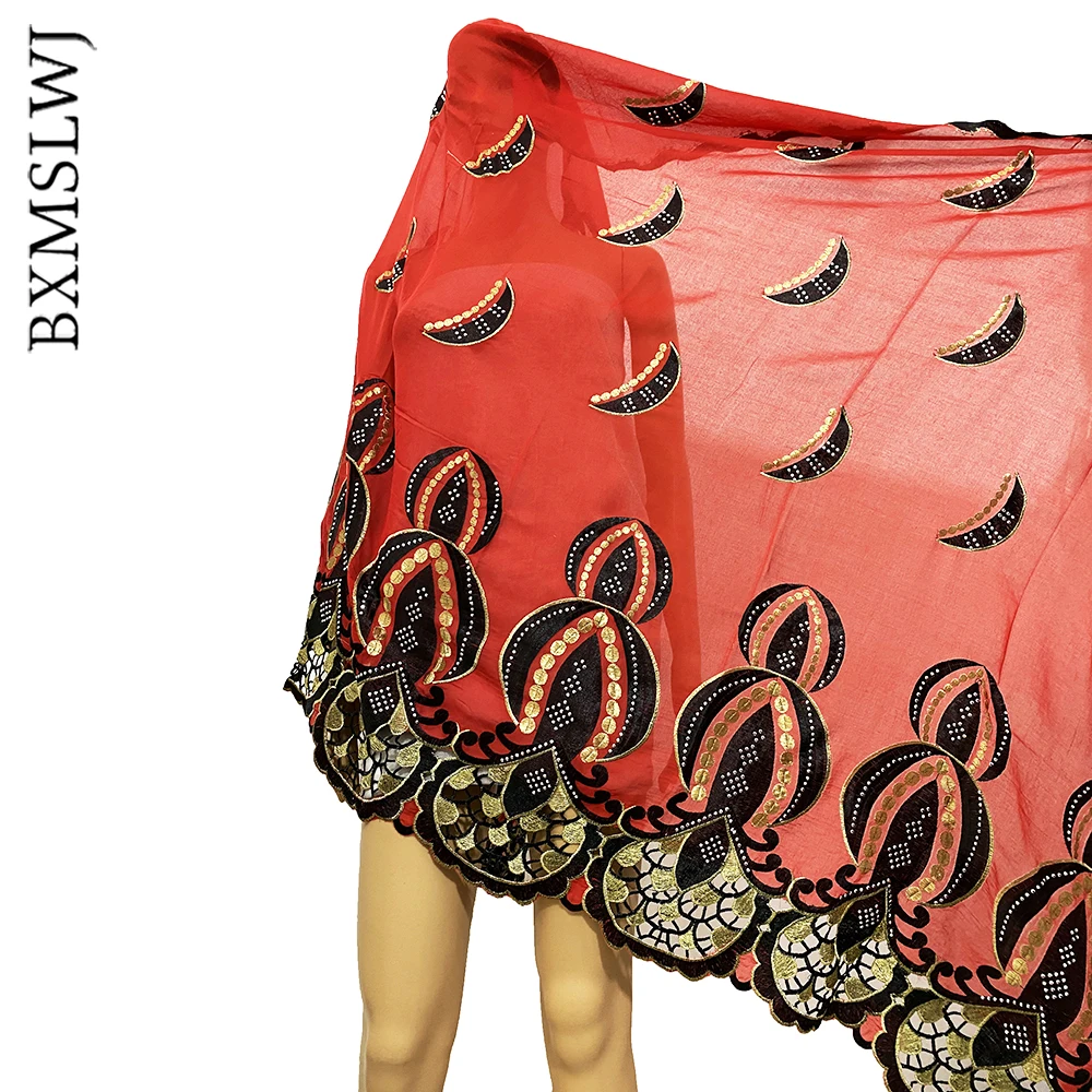 

High Quality African Ladies Soft Cotton Wrap Scarf Shawl Fashion Muslim Ramadan Embroidered Multicolor Scarf 220*100 CM BX-016
