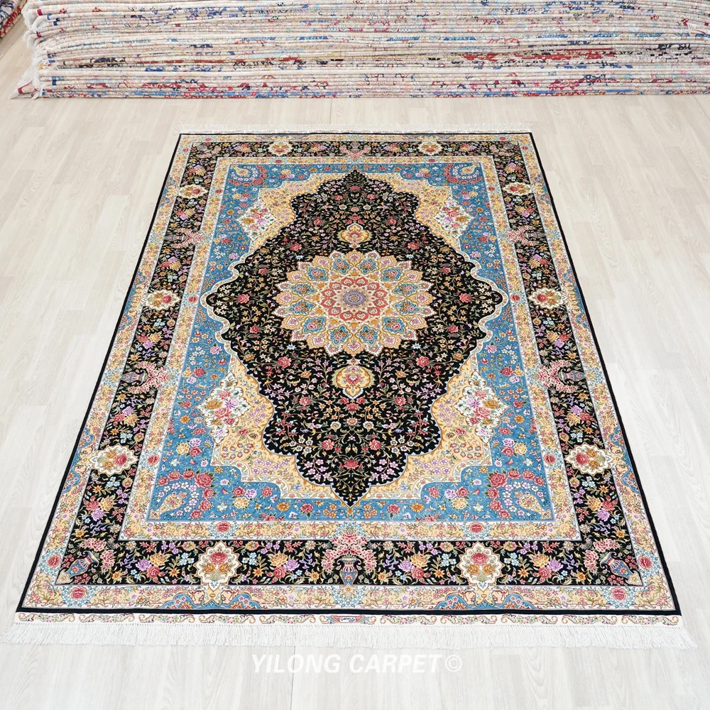 6 'x 9' традиционный темно-синий персидский коврик ручной работы из турецкого