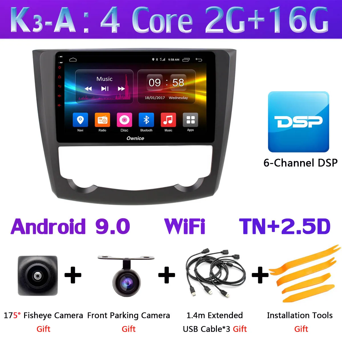 K3-A 360 ° панорамная 4 × камера 4G WiFi Android 9,0 4G+ 64G SPDIF DSP CarPlay Автомобильный мультимедийный плеер для Renault Kadjar- gps радио - Цвет: K3-A