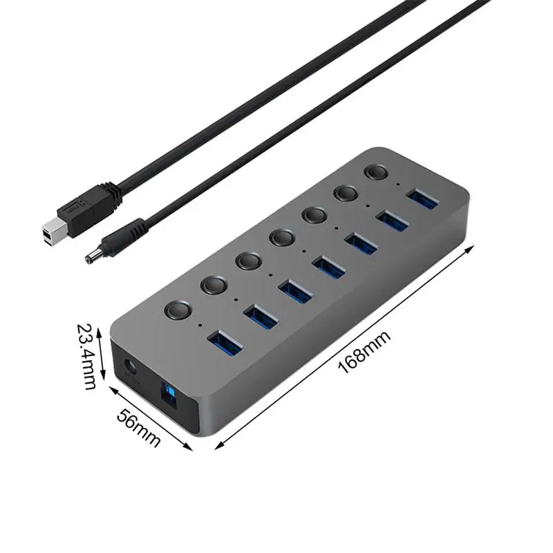 

USB Hub 3.0 USB Aluminum Alloy 7/10 Port High Speed Transmission Splitter Independent Switch Adapter for Pc Accessories