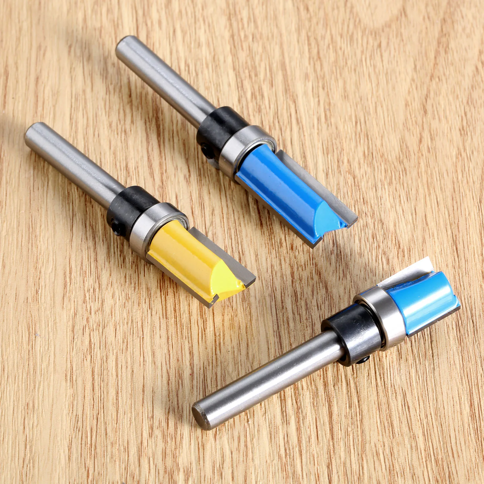 3Pcs 1/4'' Shank Flush Trim Router Bit Top &amp Bottom Bearing Woodworking Milling Cutter Wood Drilling for Carbide Carpenter Tools |
