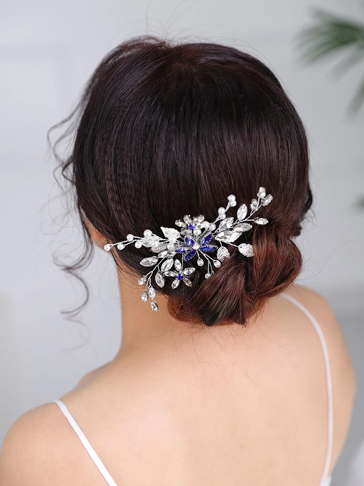 Свадебные аксессуары для волос синяя расческа Повседневные Головные уборы