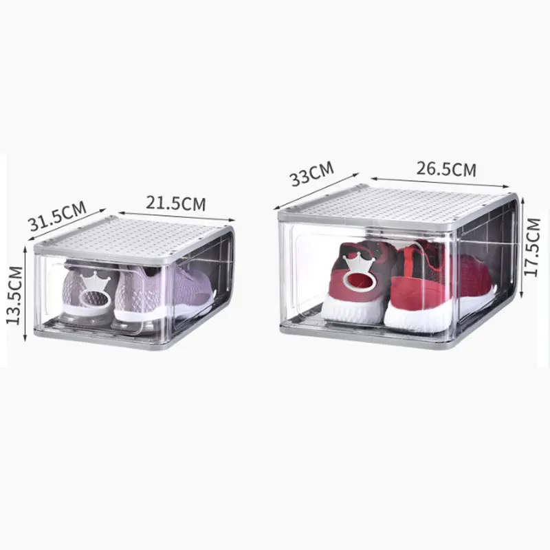

1/2pcs Transparent Shoe Box Plastic Thickened Dustproof Shoes Organizer Detachable Folding Storage Box Combination Shoe Cabinet