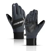 mens winter gloves keep warm waterproof windproof non slip gloves two finger touch screen reflective strip with portable buckle
