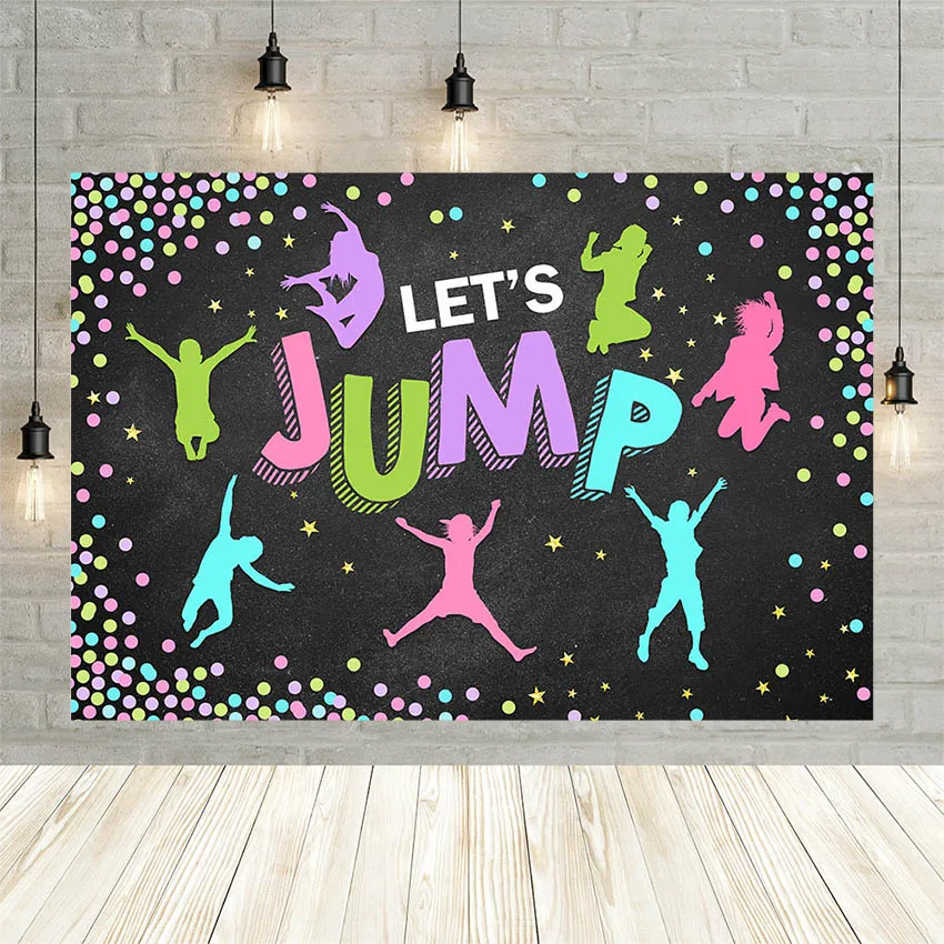

Фон Avezano Let's Jump для вечеринки в честь Дня Рождения, блестящий черный фон для фотосъемки взрослых, фотостудия, баннер, фотобудка, фотозона