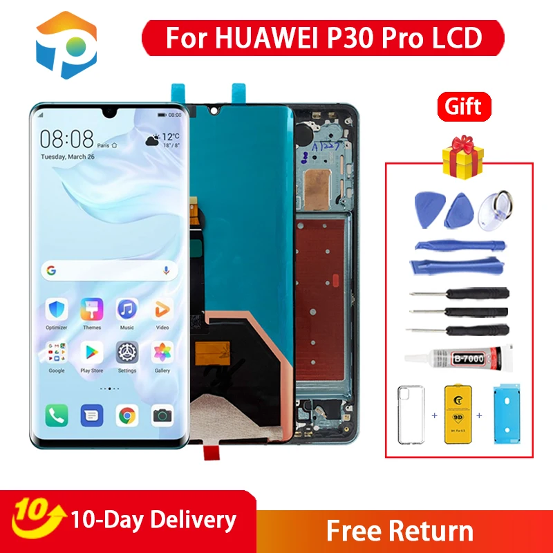 Test AAA+++ 6.47'' LCD For Huawei P30 Pro LCD Display Touch Screen Digitizer Assembly  for Huawei P30 Pro Replacement Screen
