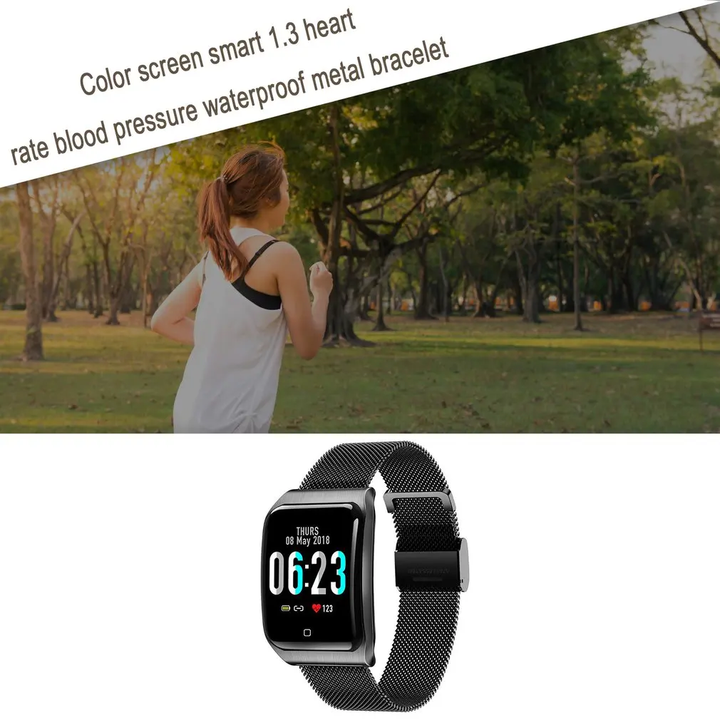 F9 1.3 inch Smart Fitness Bracelet Blood Pressure Heart Rate Monitor Waterproof Women Wristband Metal Strap Men Watch | Электроника