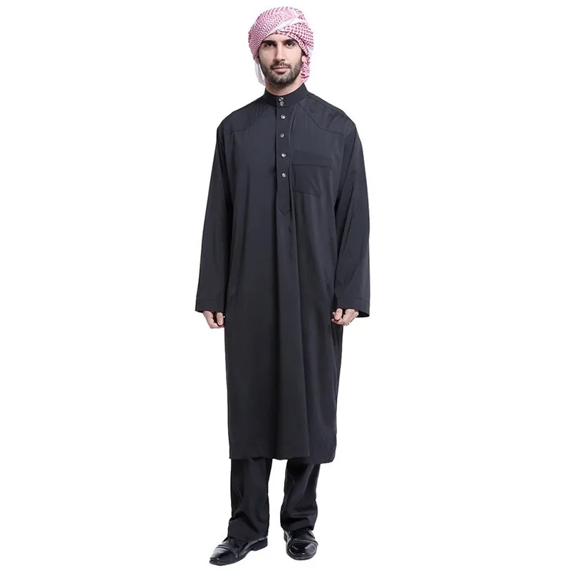 Clomplu Jubba Thobe Muslim Abaya Kaftan Islamic Clothing For Men Muslim Dress Abaya Dubai Long Sleeve Arab Clothing Men