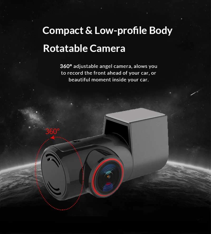 mini hidden video recorder for car driving dvr rotate 360 dual lens dash camera parking monitor front rear camera detector wifi free global shipping
