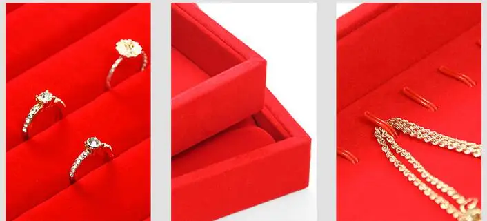 Загорнутый красный бархатный лоток для ювелирных изделий коробка хранения