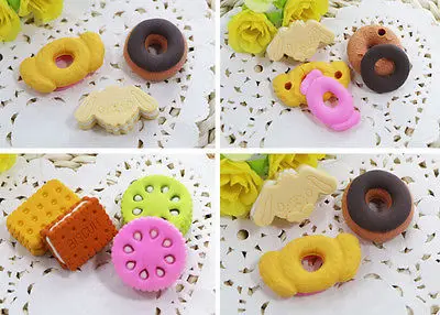 

1 Pcs Kawaii Cute Square Round Biscuit Donut Rubber Erasers Kids pencil Eraser School Supplies Korean Stationery