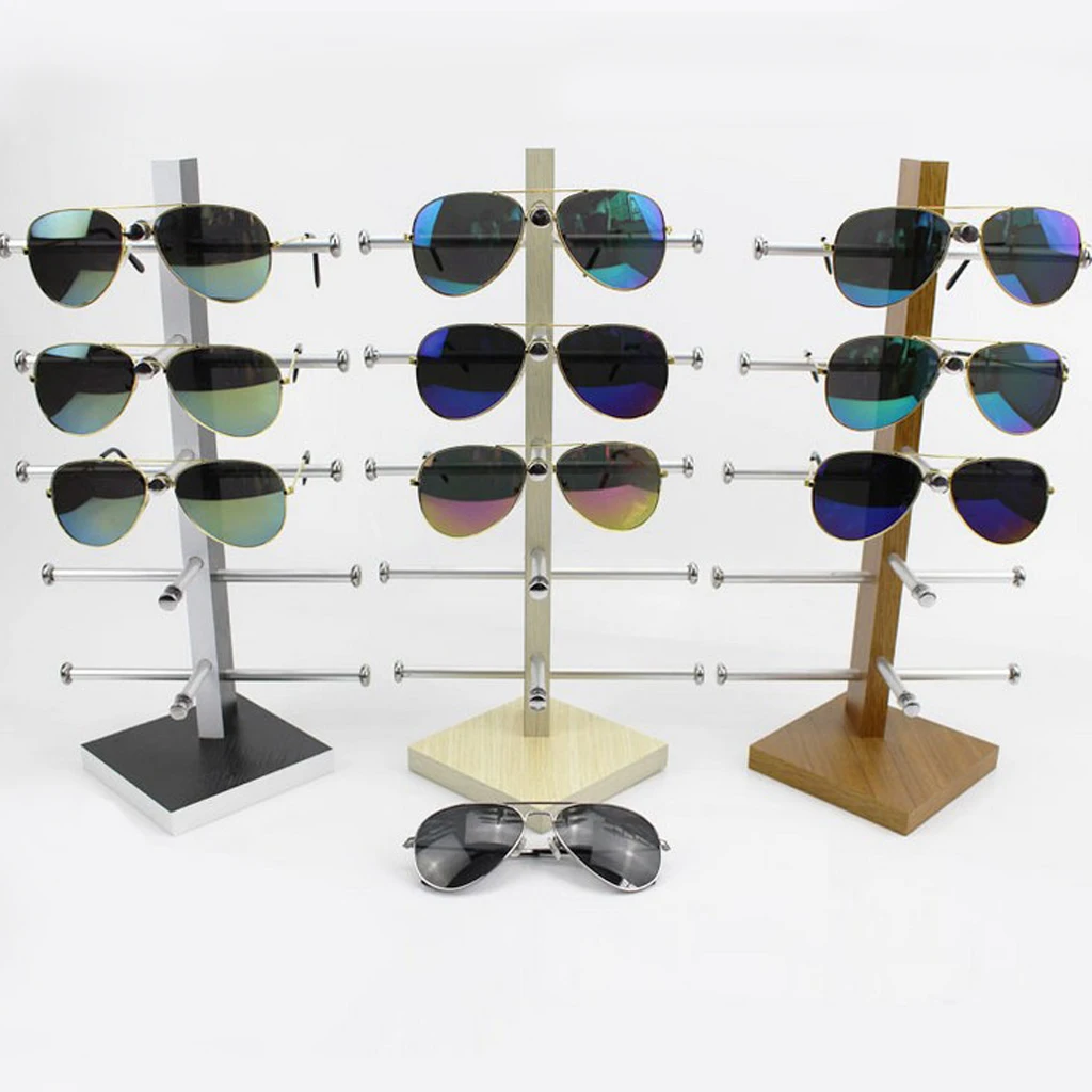 

5 Layers Wood Sunglasses Display Stand Glasses Shelves for Mall