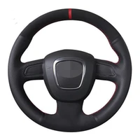 car steering wheel cover diy black genuine leather suede for audi a5 2008 2010 a3 8p 2008 2013 a6 c6 a4 b8 2008 2010