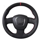 Чехол рулевого колеса автомобиля сделай сам, натуральная кожа, черная замша для Audi A5 2008-2010 A3 (8P) 2008-2013 A6 (C6) A4 (B8) 2008-2010