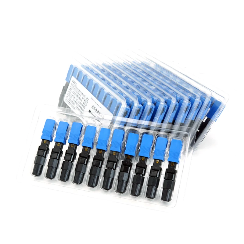 

100pc SC UPC Fiber Optic Fast Connector SC FAST connector blue fibra FTTH sm SC quick connector SC adapter Field Assembly
