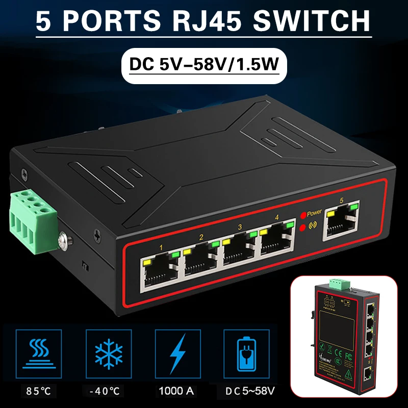 Портативный 5 Порты RJ45 сплиттер адаптер Прочный 10/100 Мбит/с Ethernet сетевой